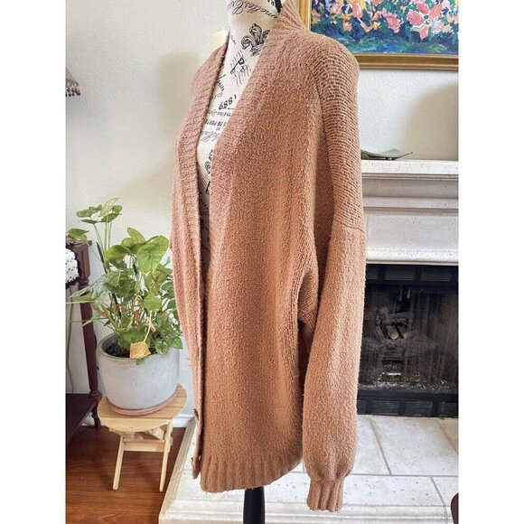 Aerie Oversized Bubble Sleeve Cardigan Brown Medium - Picture 7 of 13